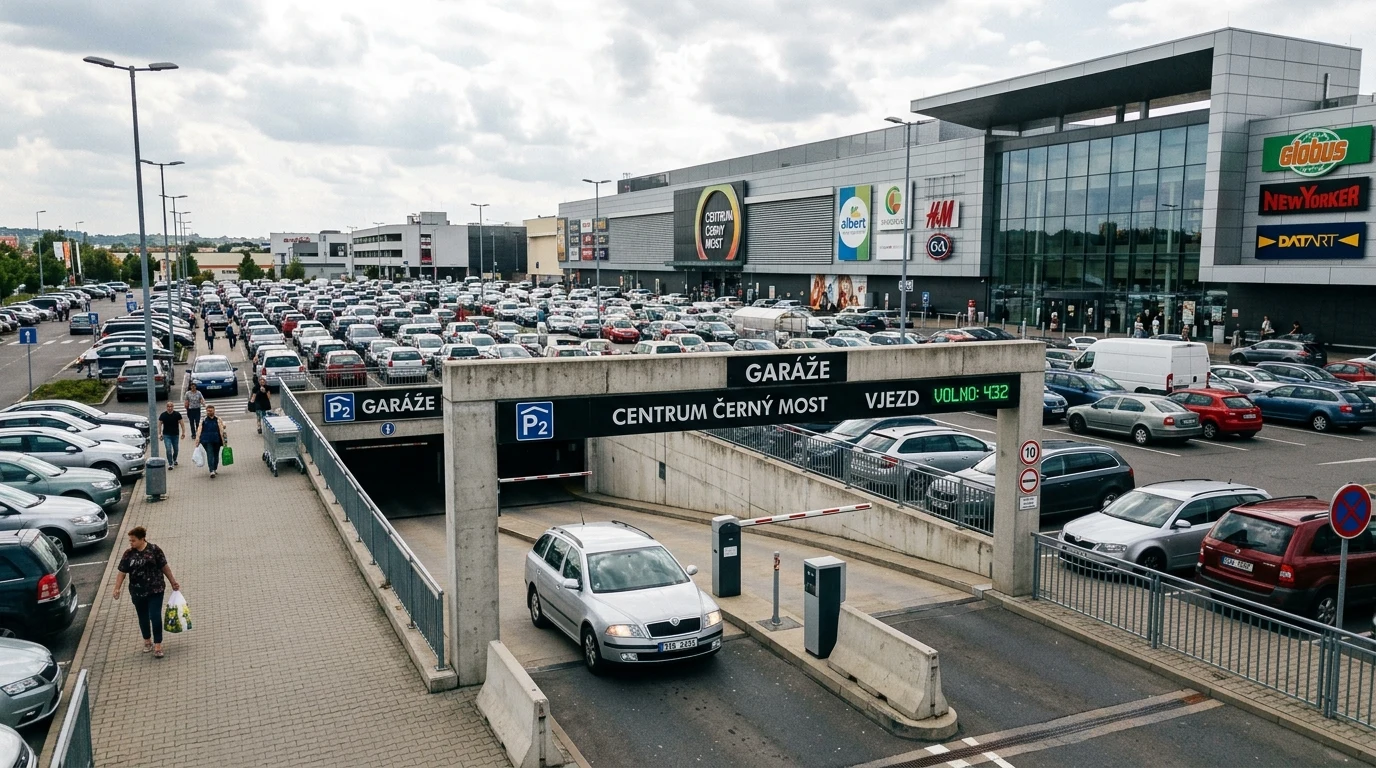 CČM Parkování (Centrum Černý Most): Ceník, hodiny zdarma, vjezdy a P+R 1 Vjezd do garáží a parkoviště nákupního centra Centrum Černý Most Praha