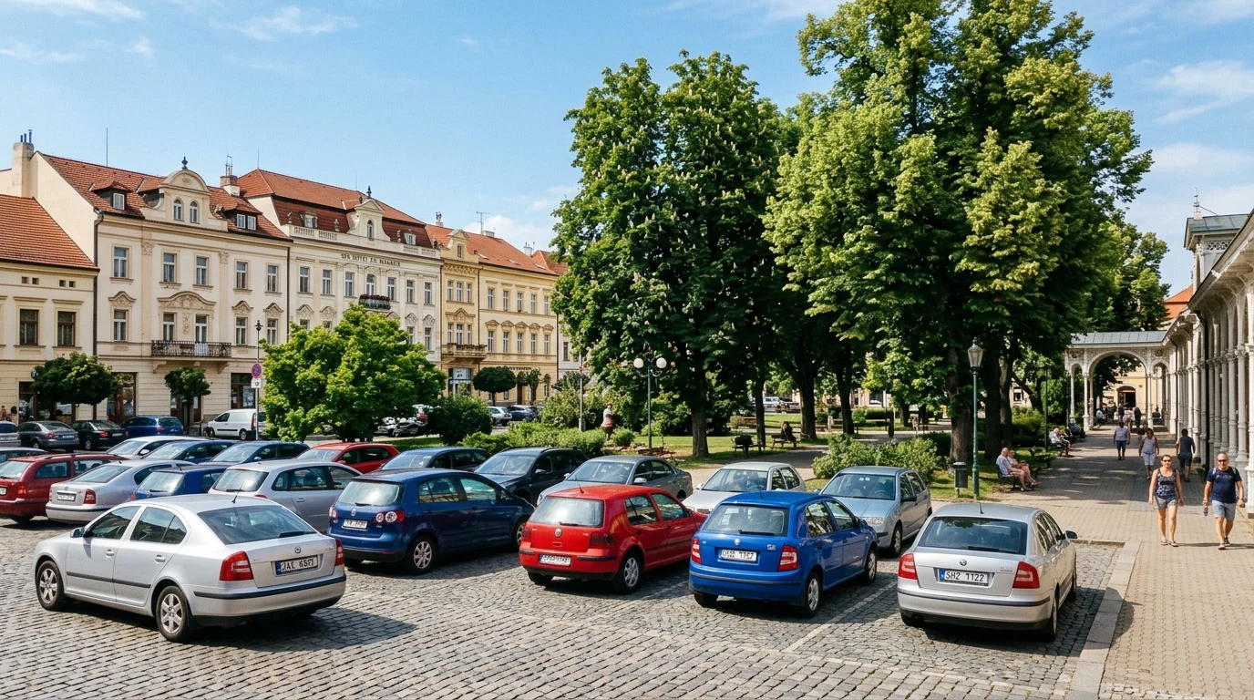 Parkovací stání u lázeňské kolonády v Poděbradech